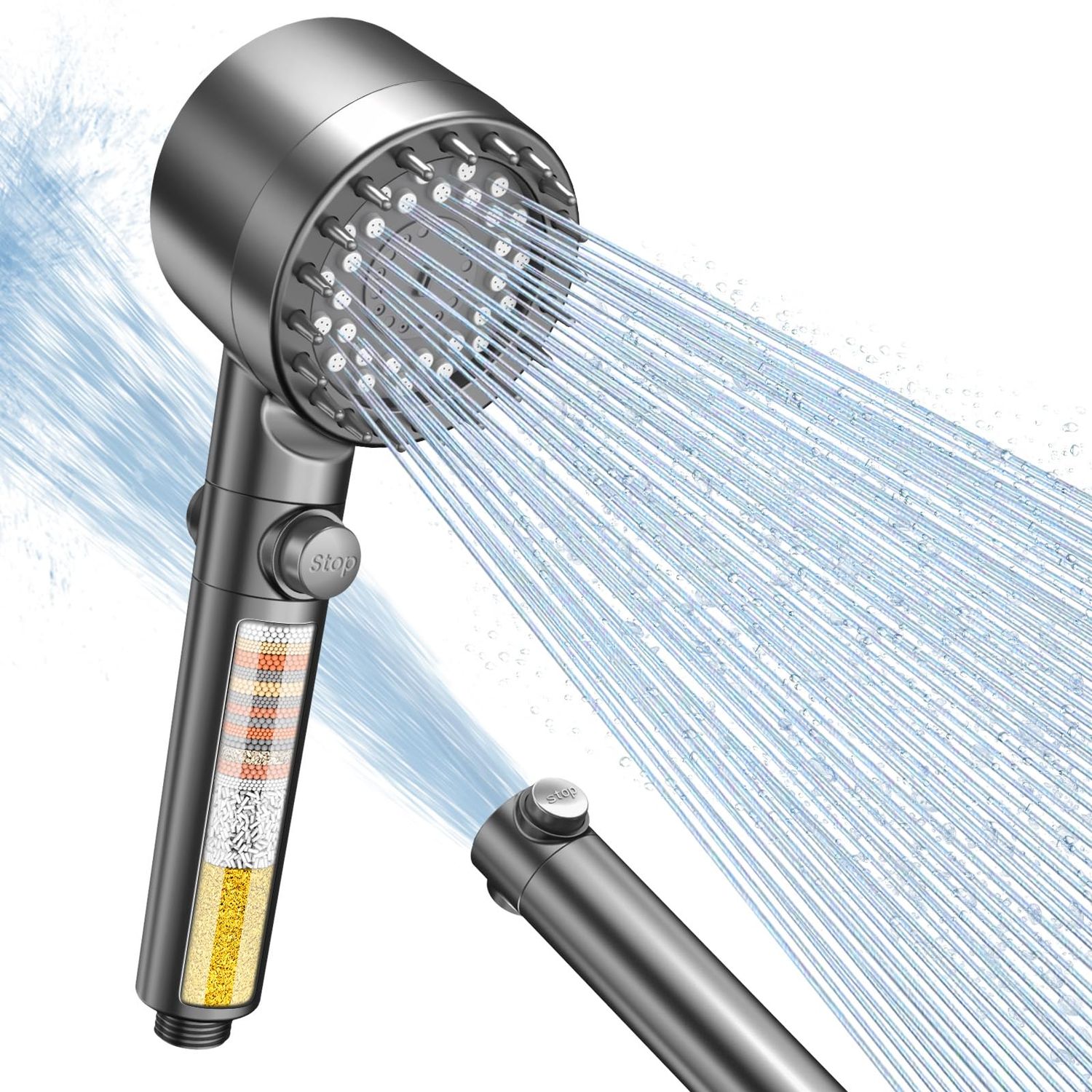 FEELSO Shower Head Filter with Anti-clog Nozzles, 15 Stage Filter &amp; 3+1 Spray Modes High Pressure S…