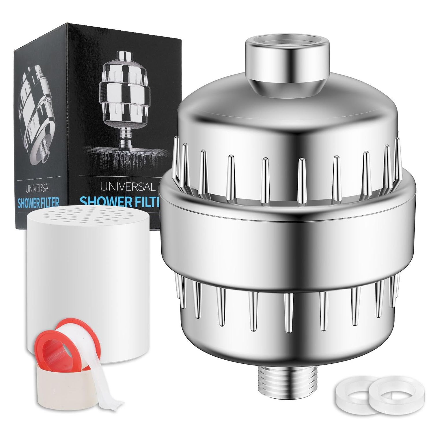 Shower Filter 25 Stage for Hard Water with 1 Replaceable Filter Cartridge for Removing Chlorine Flu…