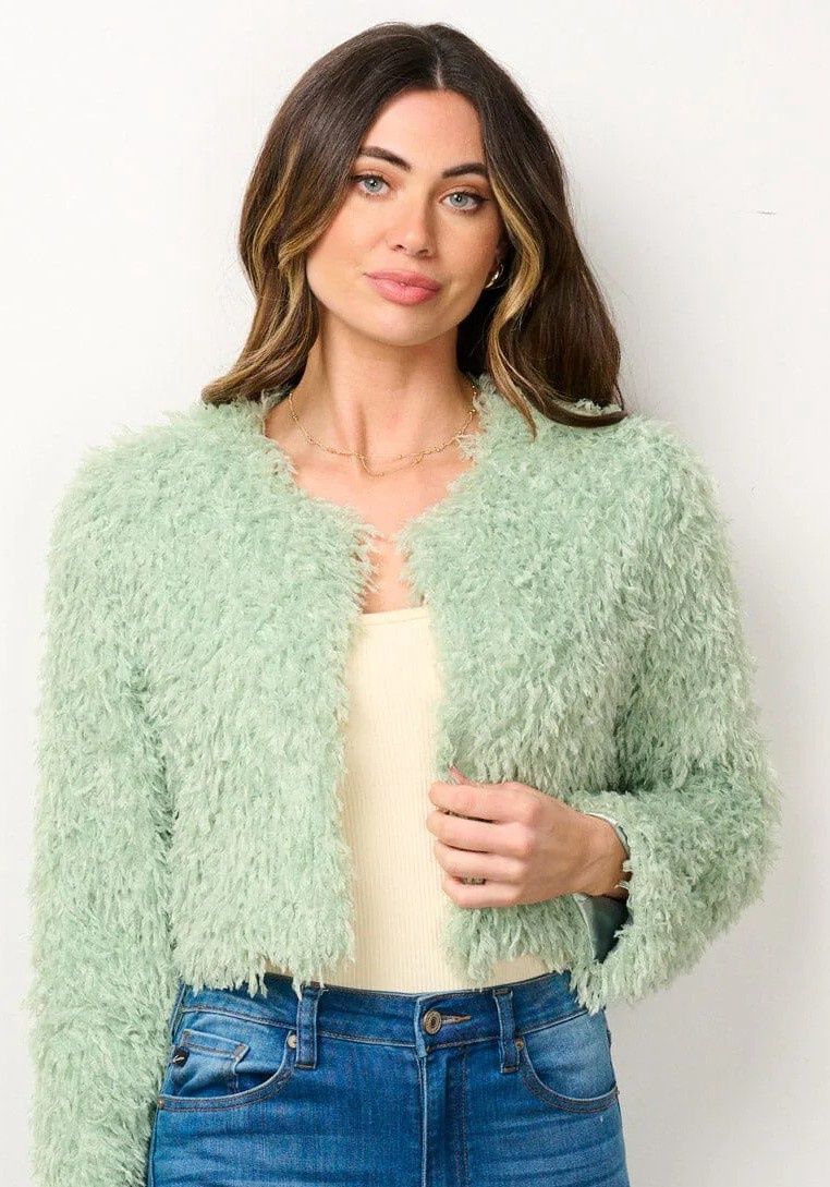 Long Sleeve Open Front Fuzzy Blazer