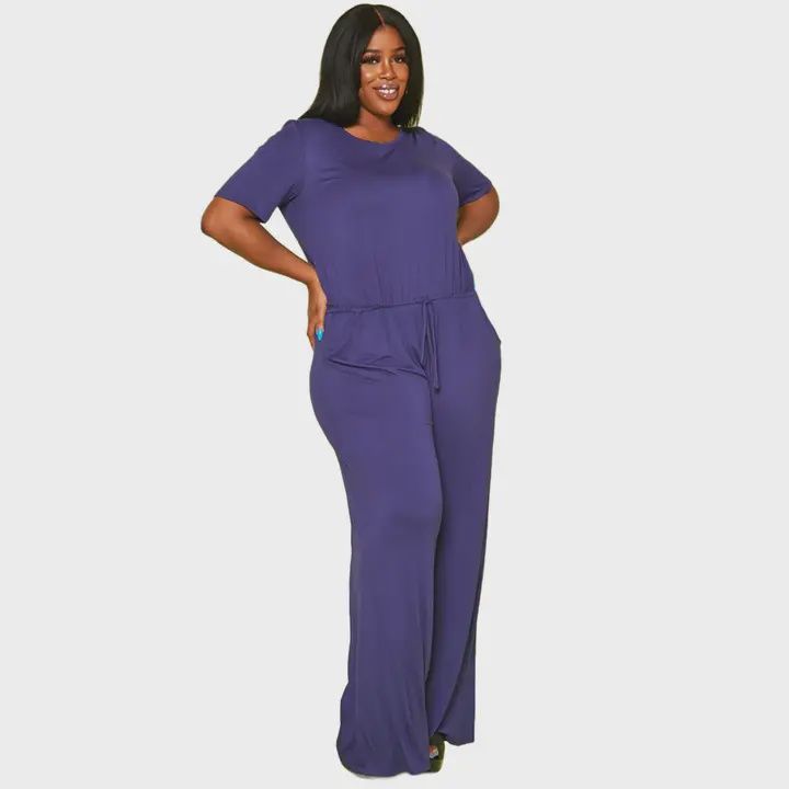 Women's Plus Size One Piece Jumper-Blue