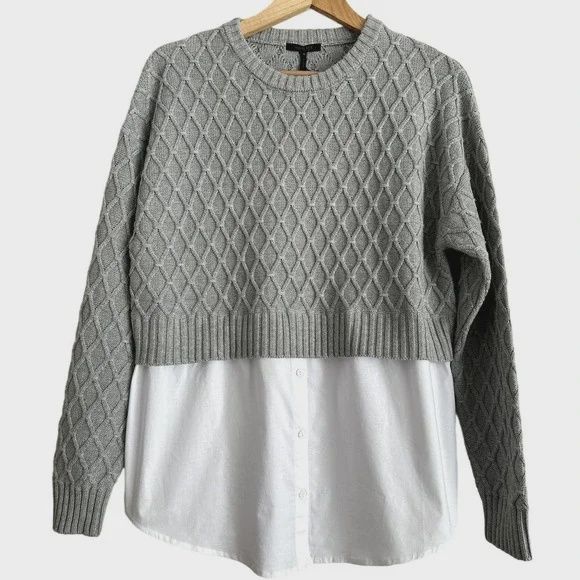 Long Sleeve Sweater with Blouse Layering