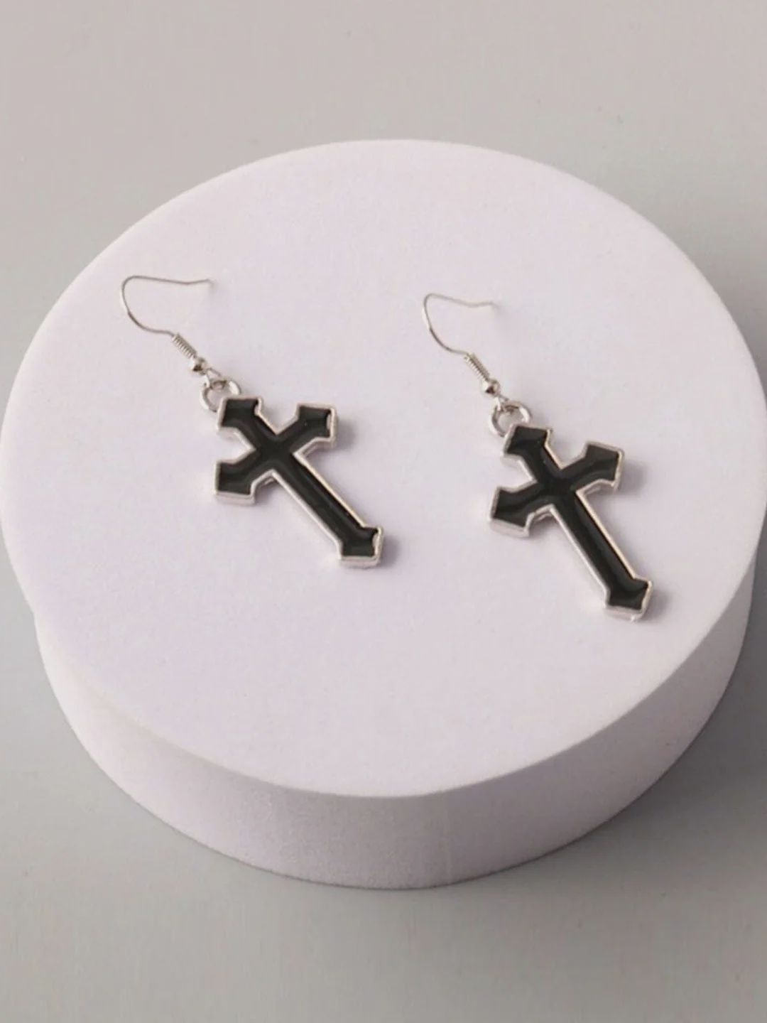 Fashion Gold and Silver Cross Hanging Earrings