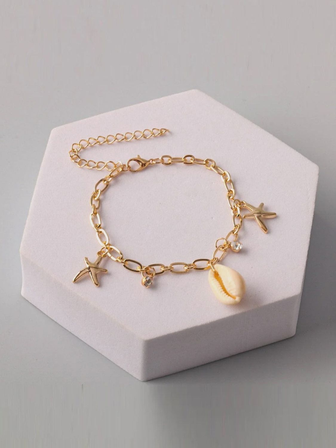 Fashion Starfish and Shell Bracelet Gold and Silver