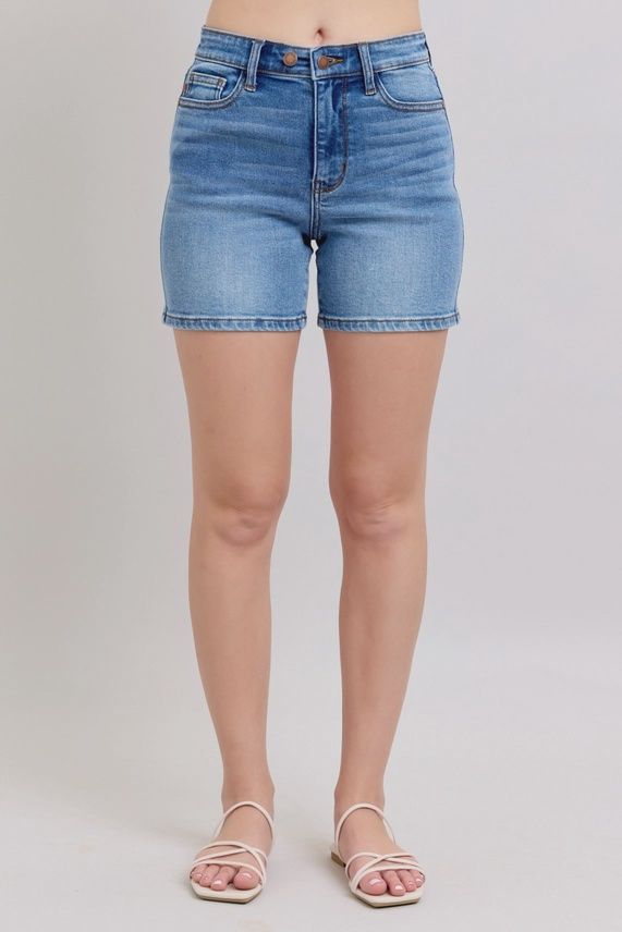 Judy Blue High Waisted 2 Button Mid Length  Shorts