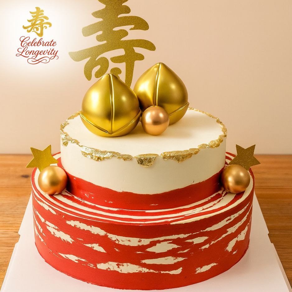 TLC02 Elegant Gold 'Shou' Longevity Cake