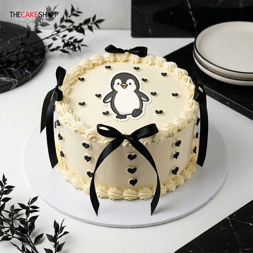 RB01 Ribbon Dream CUTE PENGUIN Image Cake