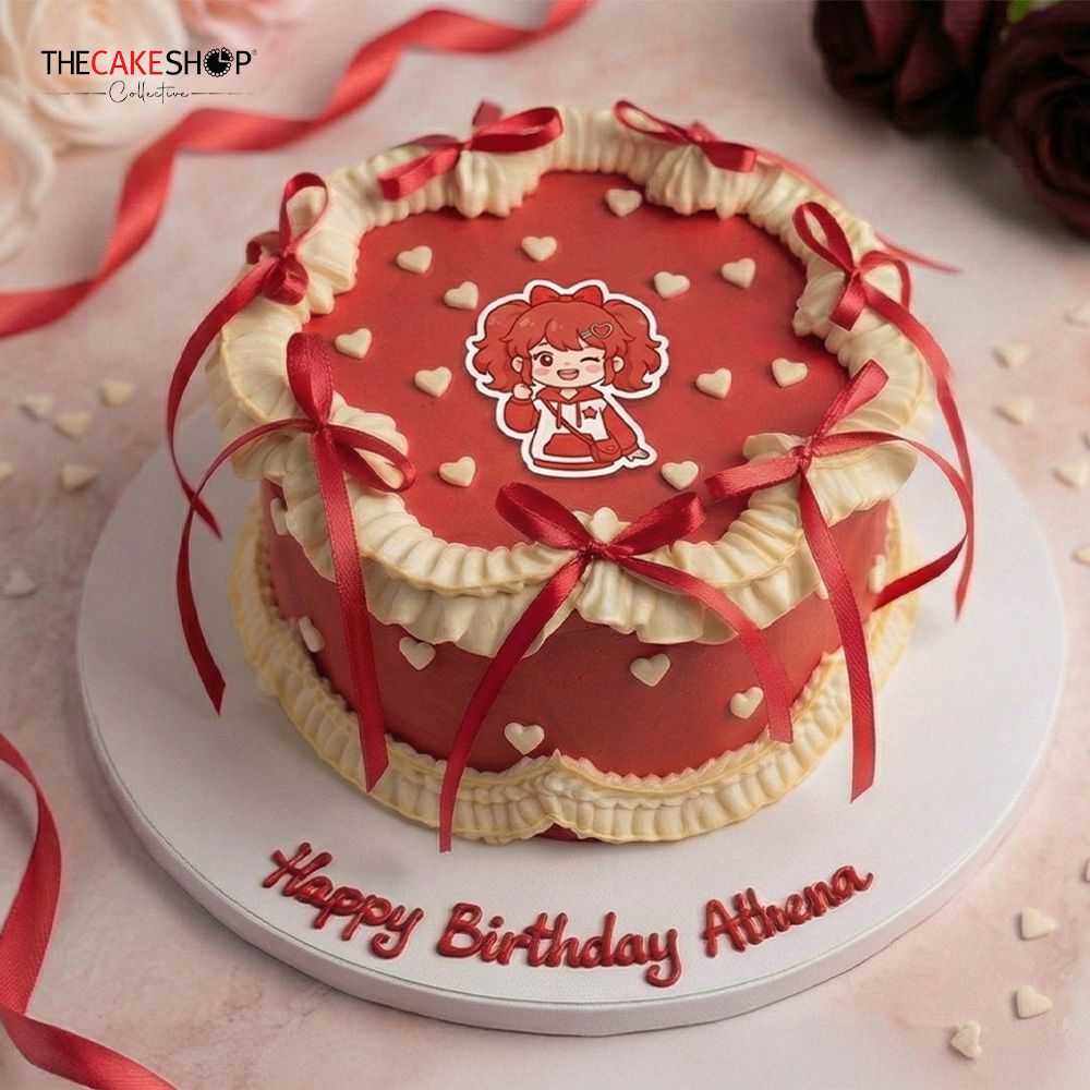 RB06 Ribbon Dream RED CUTIE Image Cake