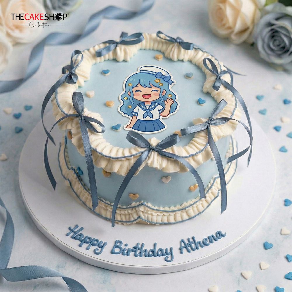 RB08 Ribbon Dream BLUE CUTIE Image Cake