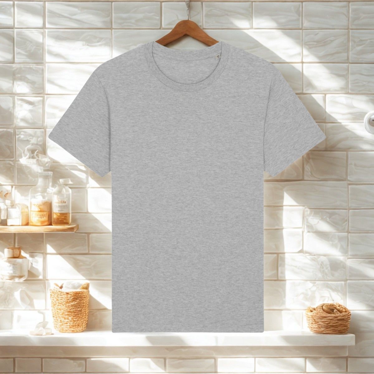 T-Shirt Grau Meliert - Größe L