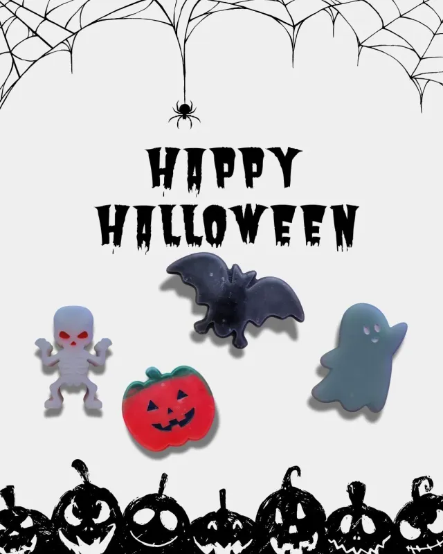 Halloweenkerzen 4er Set - Geist - Fledermaus - Kürbis - Skelett