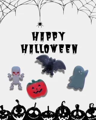 Halloweenkerzen 4er Set - Geist - Fledermaus - Kürbis - Skelett