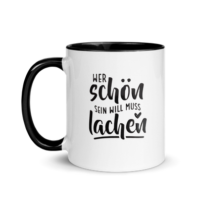 Tasse mit farbiger Innenseite &amp; Spruch Aussenseite
