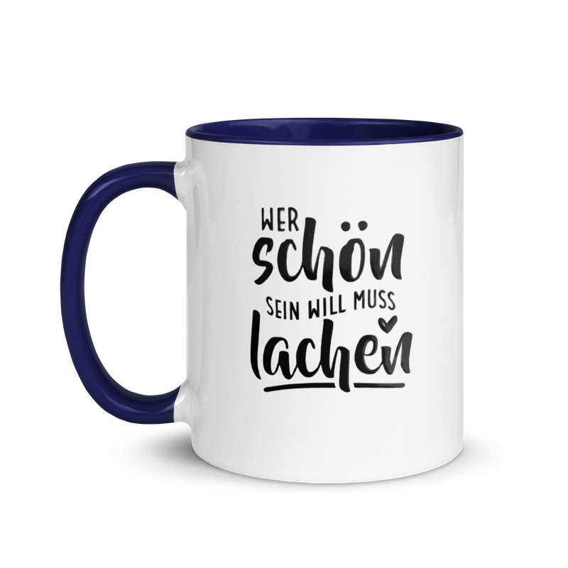 Tasse mit farbiger Innenseite &amp; Spruch Aussenseite