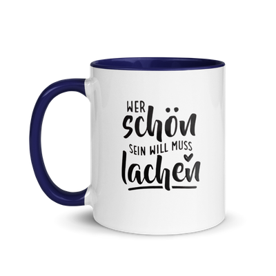 Tasse mit farbiger Innenseite &amp; Spruch Aussenseite