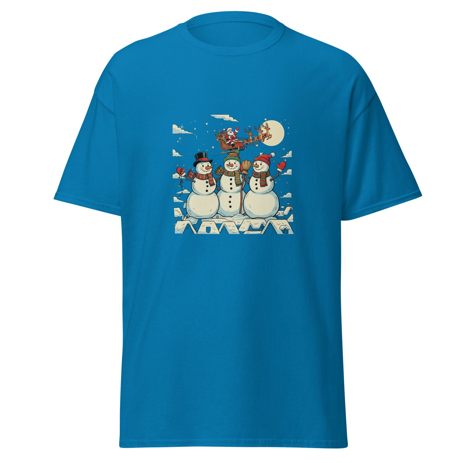Klassisches Unisex T-Shirt - Mit Schneemänner Motiv Weihnachten