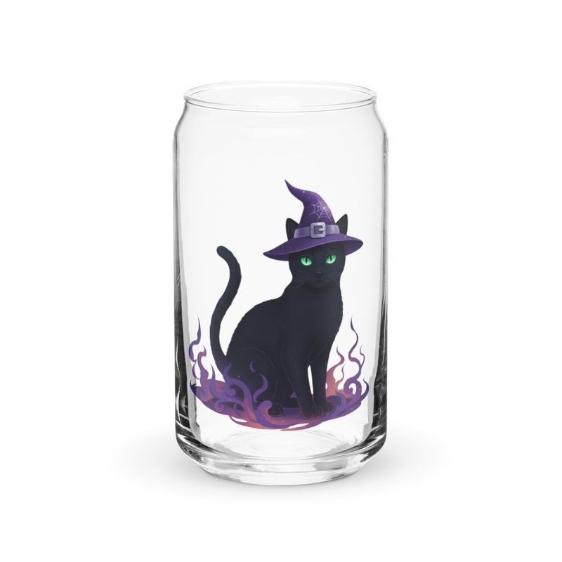 Glas in Dosenform mit Halloweenkatzen Aufdruck