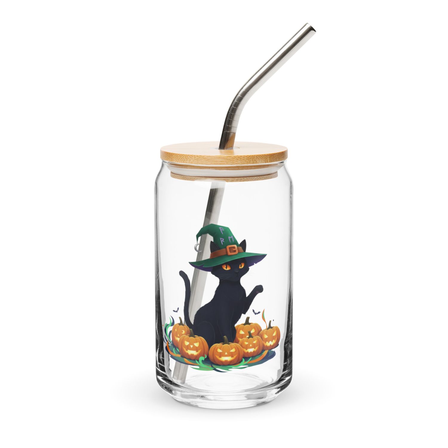 Glas in Dosenform mit Halloween Katzen Aufdruck