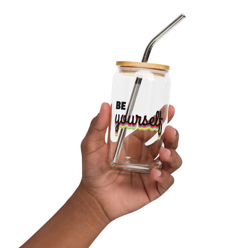 Glas in Dosenform mit Motiv "Be Yourself"