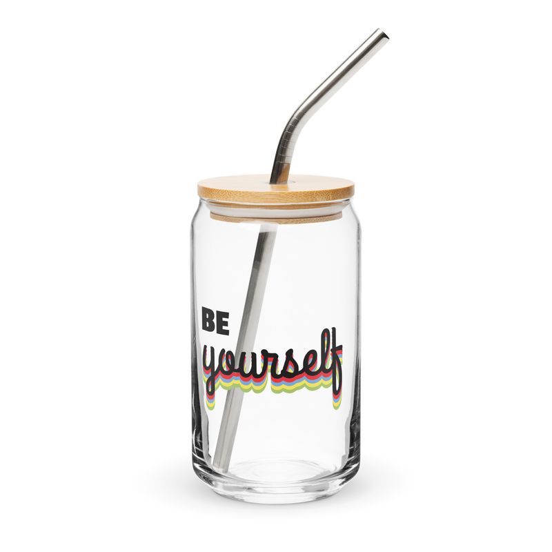Glas in Dosenform mit Motiv &quot;Be Yourself&quot;