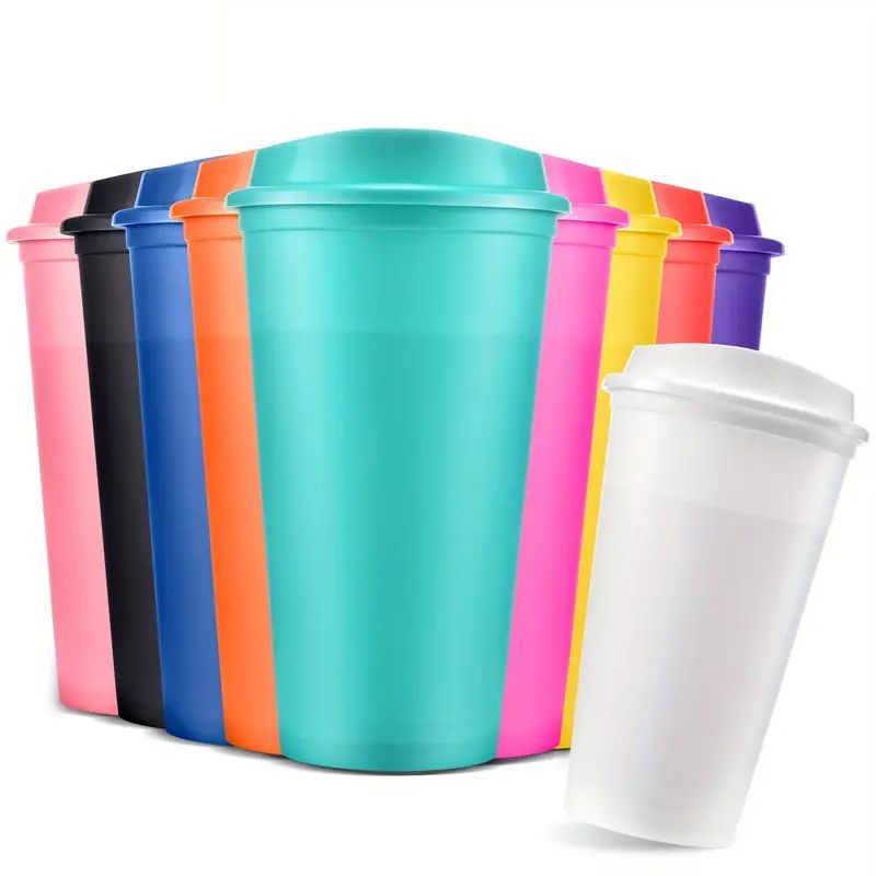 Bunte Trinkbecher mit Deckel für Eiskaffee, Wandern, Partys &amp; Feiertagsgeschenke Party-Trinkgefäße
