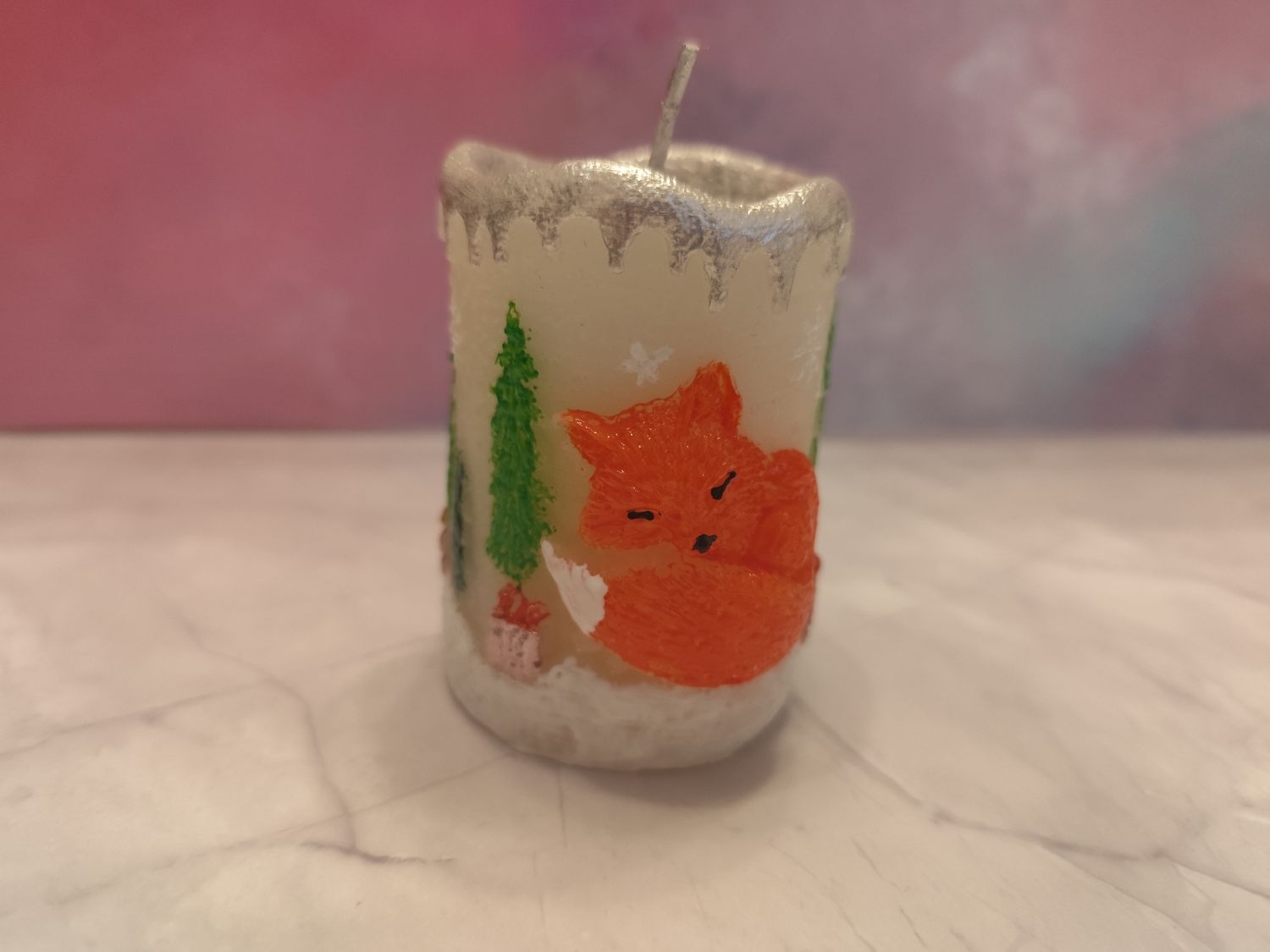 Winterliche Fuchs Kerze