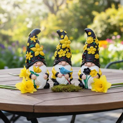 Wichtel Figur Dekoration Schwarz/Gelb