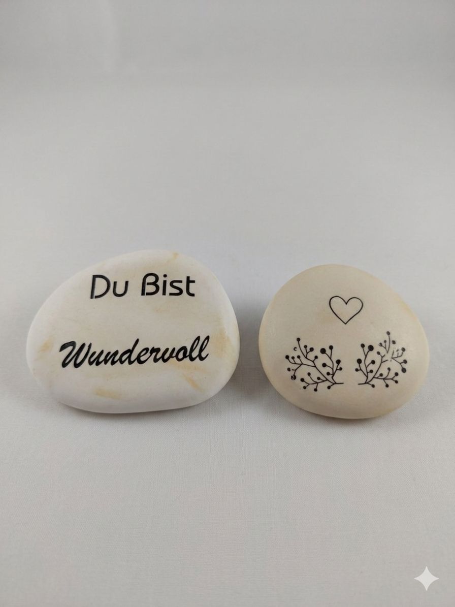 Steine mit Spruch / Verzierung