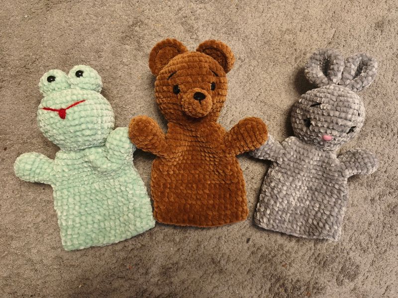 Handpuppen Frosch , Hase, Bär