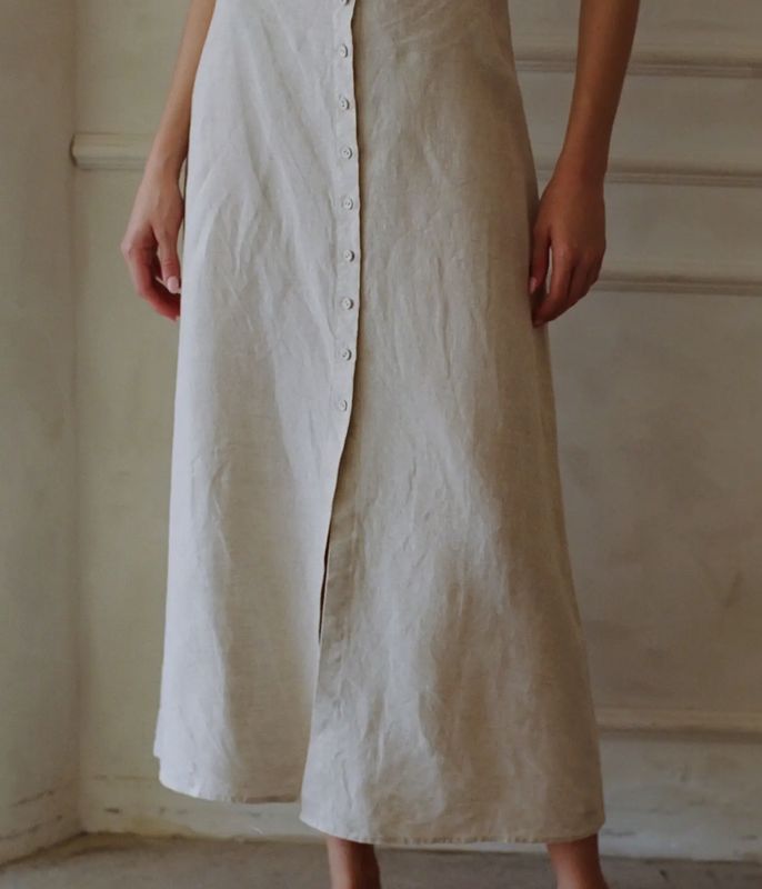 Linen Button Skirt