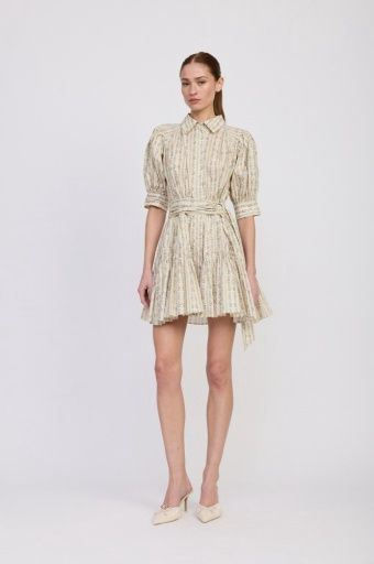 Rosalia Mini Dress, Colour: Ivory Olive Multi, Size: S