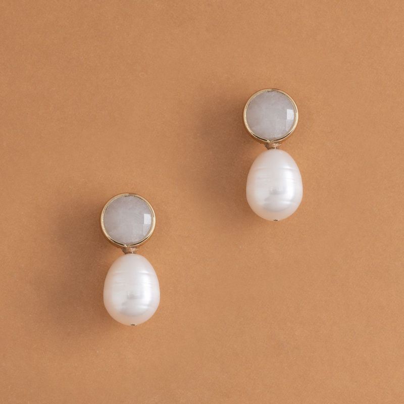 Pearl Moonstone Drop Earring