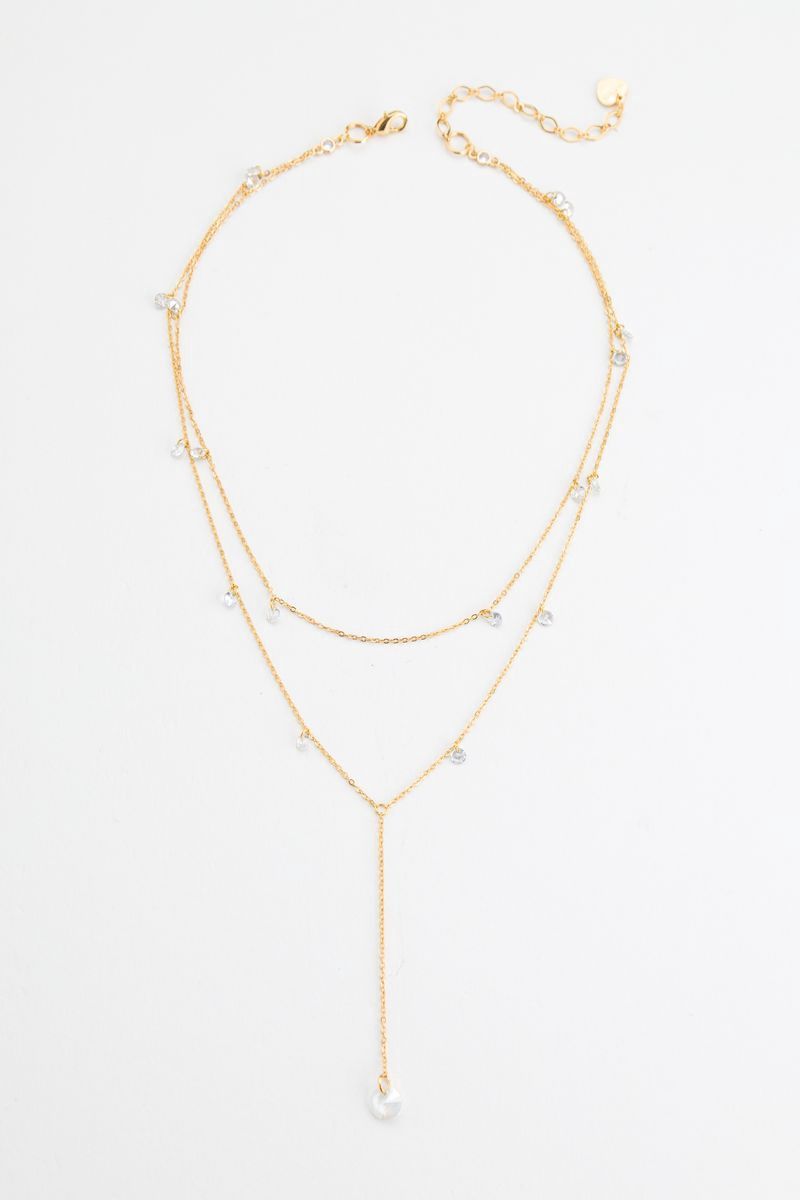 Crystal Double Lariat Necklace