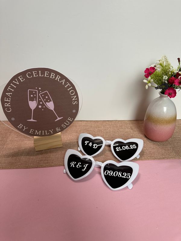 Personalised heart shaped glasses