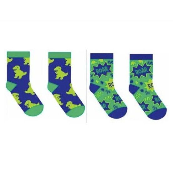 SOCK B KID DINOSAUR 2PK 5-8 SHOE SIZE