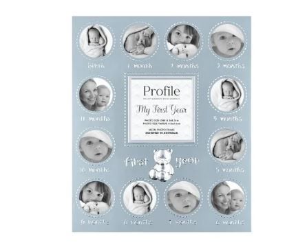 First Year Blue Metal Baby Frame