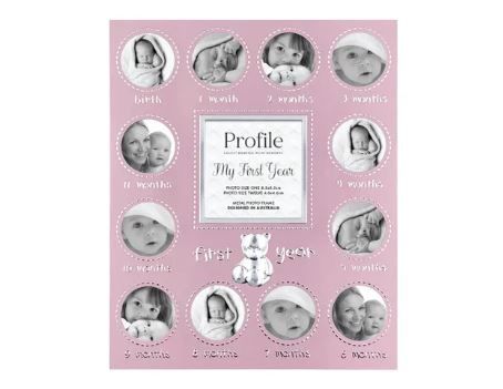 First Year Pink Metal Baby Frame