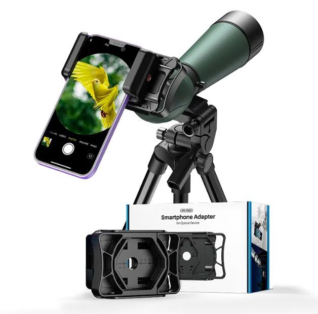 Apexel Smartphone Holder For Spotting Scopes, Telescopes, Binoculars &amp; Microscopes