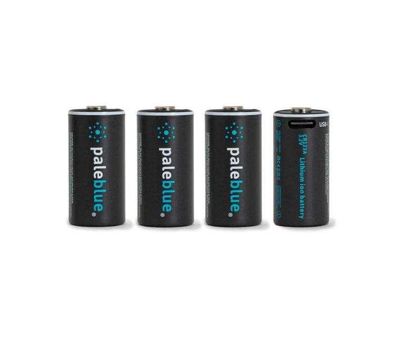 Pale Blue CR123A lithium rechargeable 4pk - USB-C