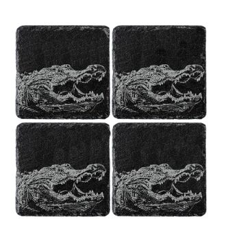 Alligator Slate Coasters 4pc