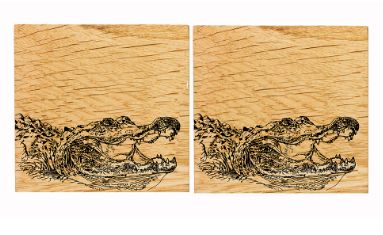 Alligator Oak Coaster Set