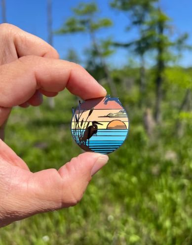 Egret Sunset Enamel Pin