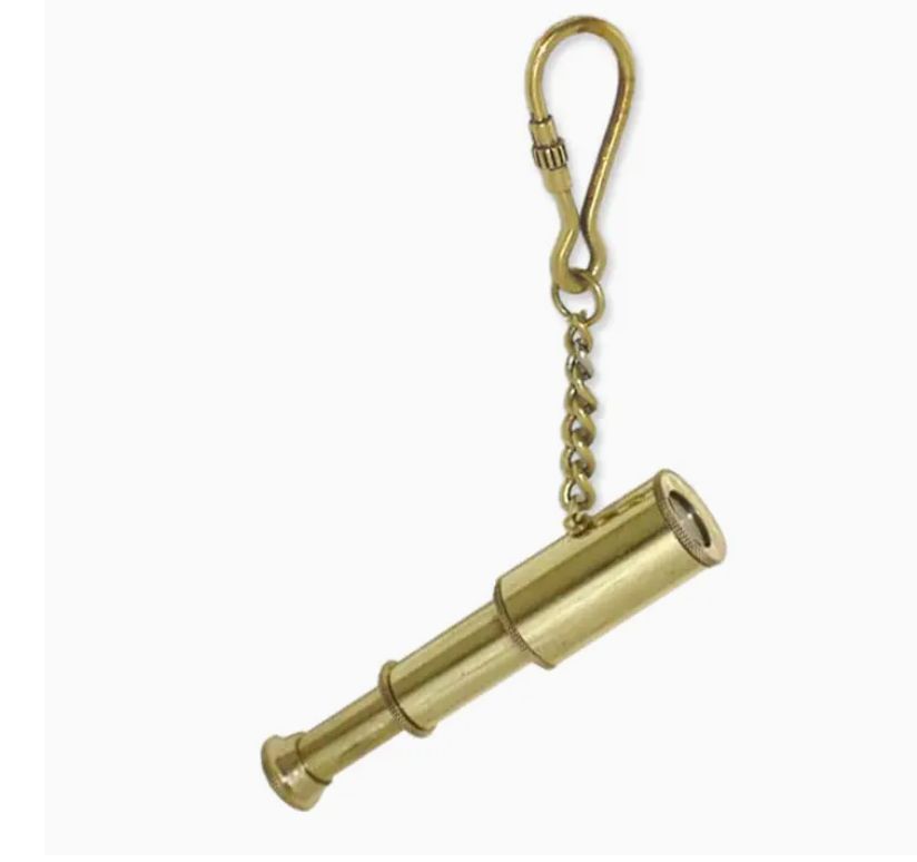 Polished Brass Telescope Keychain