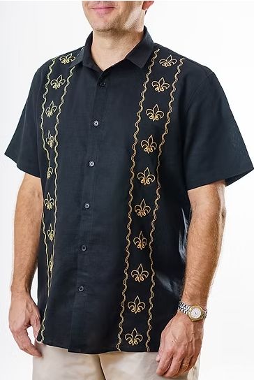 FDL Mambo Linen Button Down, Color: Black, Size: Medium