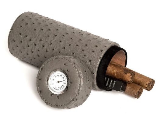 Travel Cigar Humidor, Color: Grey Ostrich