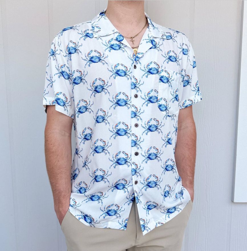 Crab Shirt, Color: Blue, Size: Small