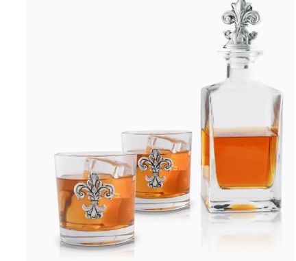 Fleur de Lis Decanter Set w/ Glasses