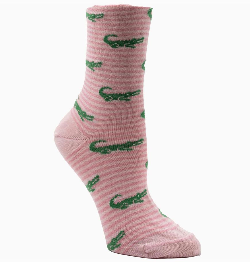 Pink Alligator Motif Socks, Size: Adult