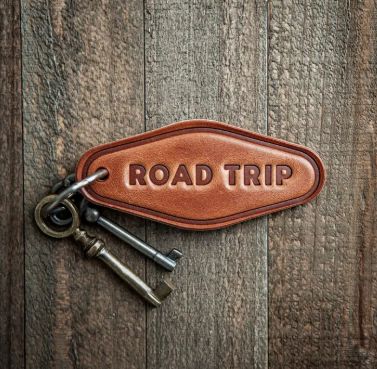 Road Trip Leather Keychain