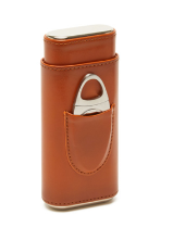 Ashton 3-Cigar Leather Case with Cutter
