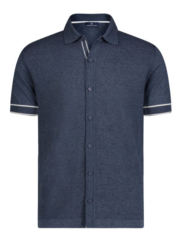 Melange Knit Polo Indigo, Size: Small